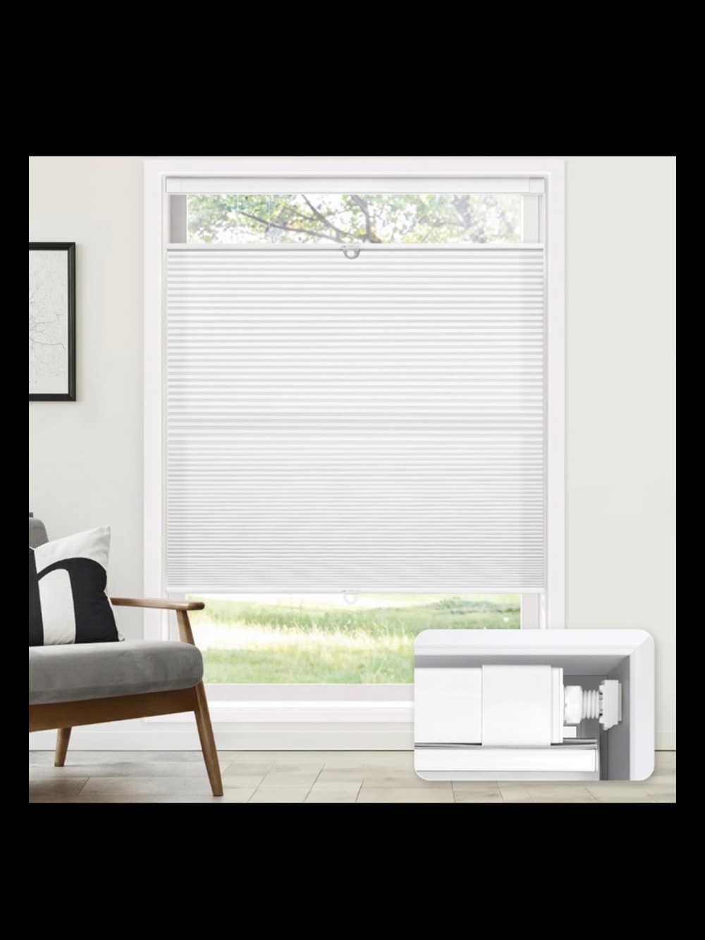 White Cordless Cellular Shades No Drill Light Filtering 26”W X 64”H Thermal TDBU